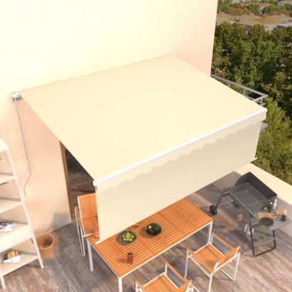 Copertină retractabilă manual cu stor, crem, 4x3 m GartenMobel Dekor