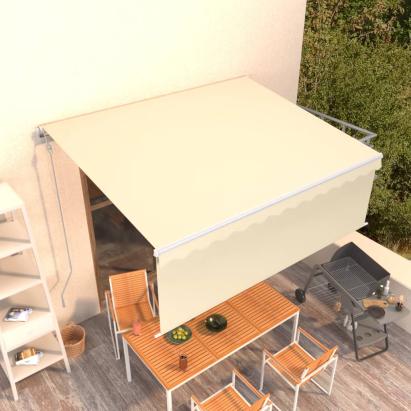 Copertină retractabilă automat cu stor, crem, 4x3 m  GartenMobel Dekor