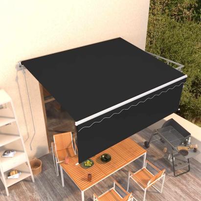 Copertină retractabilă automat cu stor, antracit, 4x3 m  GartenMobel Dekor