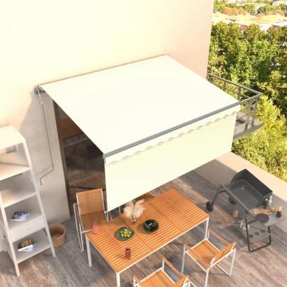 Copertină retractabilă automat cu stor, crem, 3x2,5 m   GartenMobel Dekor
