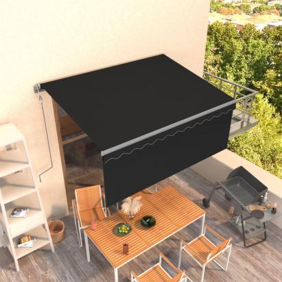 Copertină retractabilă automat cu stor, antracit, 3x2,5 m   GartenMobel Dekor