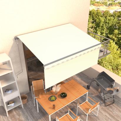 Copertină retractabilă automat cu stor, crem, 3,5x2,5 m GartenMobel Dekor