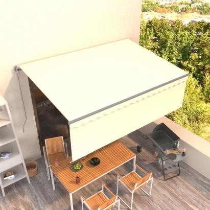 Copertină retractabilă manual cu stor, crem, 4x3 m GartenMobel Dekor