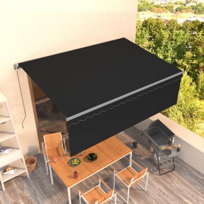 Copertină retractbilă manual cu stor, antracit, 4x3 m GartenMobel Dekor