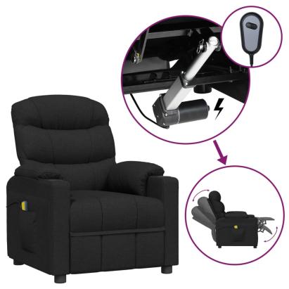Fotoliu de masaj electric rabatabil, negru, textil GartenMobel Dekor