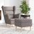 Fotoliu cu taburet pentru picioare, gri taupe, material textil GartenMobel Dekor