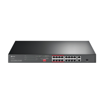Switch 16 x RJ45 10/100 Mbps PoE, 2 x RJ45 1G, 1 x combo SFP 1G, Buget PoE 150W, Unmanaged - TP-Link TL-SL1218P SafetyGuard Surveillance