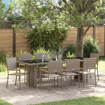 Set de dining pentru grădină 9 piese  Negru Poly Rattan GartenMobel Dekor