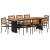 Set de Dining pentru Grădină cu 9 Piese Negru Rattan Poliester Acacia, Scaune de Grădină Stivuibile cu Perne 2 buc Negru Rattan Poliester GartenMobel Dekor