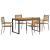 Set de Dining pentru Grădină din 5 Piese Gri Poli Rattan Acacia, Scaune Stivuibile pentru Grădină  cu Perne 2 buc Gri Poli Rattan GartenMobel Dekor