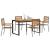 Set de Dining pentru Grădină din 5 Piese Gri Poli Rattan Acacia, Scaune Stivuibile pentru Grădină  cu Perne 2 buc Gri Poli Rattan GartenMobel Dekor