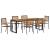 Set Dining Grădină  7 Piese Negru Poly Rattan Acacia, Scaune Grădină Stivuibile  cu Perne 2 buc Negru Poly Rattan GartenMobel Dekor