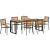 Set Dining Grădină  7 Piese Negru Poly Rattan Acacia, Scaune Grădină Stivuibile  cu Perne 2 buc Negru Poly Rattan GartenMobel Dekor