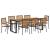 Set Masa Gradina  9 Piese Negru Poly Rattan Acacia, Scaune Gradina Stivuibile  cu Perne 2 buc Negru Poly Rattan GartenMobel Dekor