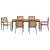 Set Mese Grădină  7 Piese Negru Poly Rattan Acacia, Scaune Grădină Stivuibile  cu Perne 2 buc Negru Poly Rattan, Masă Grădină  180x90x75 cm Lemn Solid Acacia și Metal GartenMobel Dekor