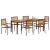 Set Mese Grădină  7 Piese Negru Poly Rattan Acacia, Scaune Grădină Stivuibile  cu Perne 2 buc Negru Poly Rattan, Masă Grădină  180x90x75 cm Lemn Solid Acacia și Metal GartenMobel Dekor