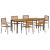 Set mese grădină 7 piese Gri Ratan polițat Acacia,  Scaune grădină stivuite cu perne 2 buc Gri Ratan polițat,  Masă grădină 180x90x75 cm Lemn solid de Acacia și metal GartenMobel Dekor