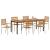 Set mese grădină  7 piese Bej din ratan poliester și acacia, Scaune grădină  stivuibile cu perne - Set 2 Bej din ratan poliester, Masă grădină  180x90x75 cm din lemn acacia și metal GartenMobel Dekor
