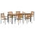 Set de Masă pentru Grădină cu 7 Piese Gri din Ratan Poli și Acacia,  Scaune de Grădină Stivuibile cu Perne 2 buc Gri din Ratan Poli,  Masă de Grădină 200x90x75 cm Lemn Solid de Acacia și Metal GartenMobel Dekor