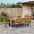 Set Dining 9 Piese Grădină Negru Poly Rattan Acacia,  Scaune Grădină Stivuibile cu Pernă 2 buc Negru Poly Rattan,  Masă Grădină 200x90x75 cm Lemn Solid Acacia și Metal GartenMobel Dekor
