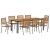 Set de dining pentru grădină  9 piese Gri Rattan Acacia, Scaune de grădină stivuibile  cu perne 2 buc Gri Rattan, Masă de grădină  200x90x75 cm Lemn Solid de Acacia și Metal GartenMobel Dekor