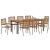 Set de dining pentru grădină  9 piese Gri Rattan Acacia, Scaune de grădină stivuibile  cu perne 2 buc Gri Rattan, Masă de grădină  200x90x75 cm Lemn Solid de Acacia și Metal GartenMobel Dekor
