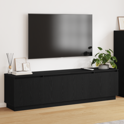 Cabinet TV cu LED Negru Stejar 180x38x49 cm Lemn prelucrat GartenMobel Dekor