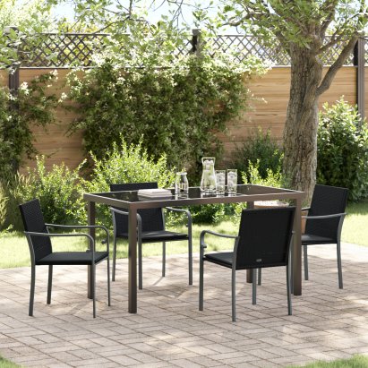 Set de grădină VidaXL, 5 piese, cu perne, ratan negru GartenMobel Dekor