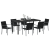 Set de dining pentru grădină 7 piese cu perne Rattan Poly Negru GartenMobel Dekor