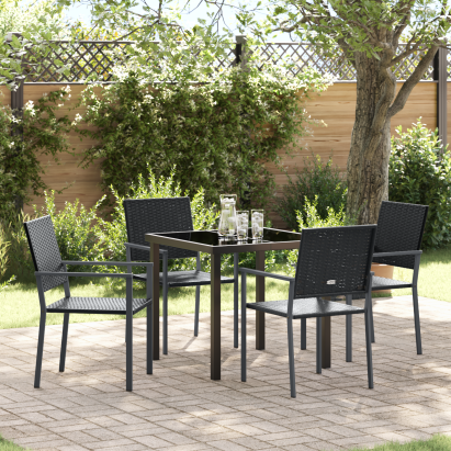 Set de dining pentru grădină 5 piese Negru Poliratan GartenMobel Dekor
