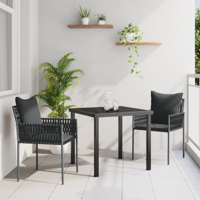 Set de grădină de 3 piese cu perne, rattan negru GartenMobel Dekor
