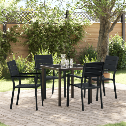 Set de dining pentru grădină 5 piese Negru HDPE GartenMobel Dekor