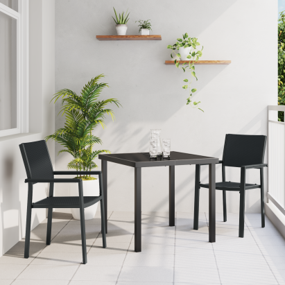 Set de dining în grădină 3 piese Negru Poly Rattan GartenMobel Dekor