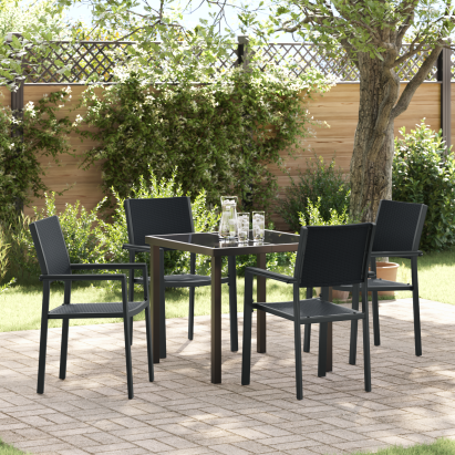 Set de dining de grădină 5 piese Negru Poly Ratan GartenMobel Dekor