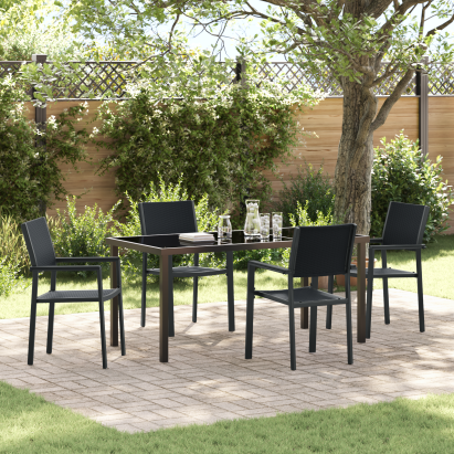 Set de dining de grădină 4 piese Negru Ratan Polimer GartenMobel Dekor