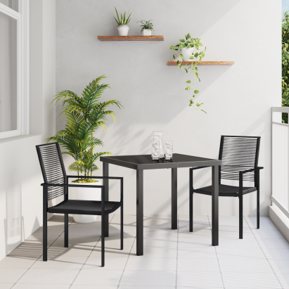 Set de dining pentru grădină 3 piese Negru Ratan PVC GartenMobel Dekor