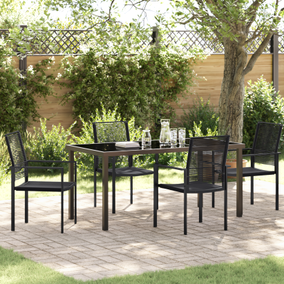Set de 5 piese pentru dining în grădină Negru Ratan PVC GartenMobel Dekor