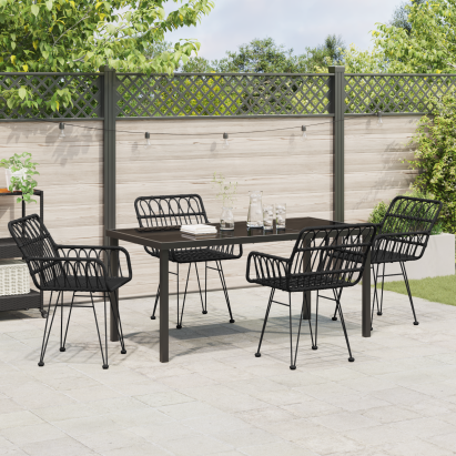 Set de dining de grădină 5 piese Negru Ratan Polimer GartenMobel Dekor