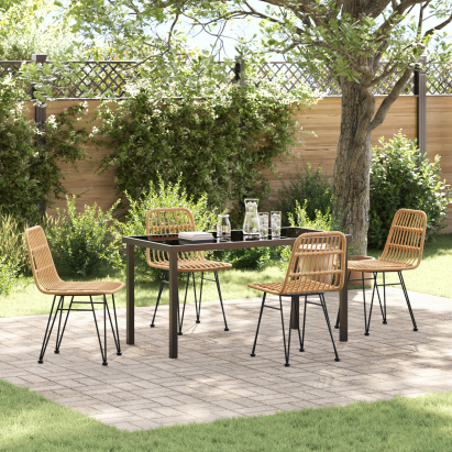 Set de dining de grădină 5 Piese Maro Ratan Polietilenă GartenMobel Dekor
