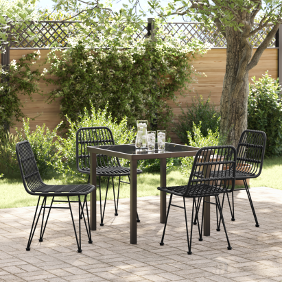 Set de Dining de Grădină 5 Piese Negru Poliratan GartenMobel Dekor