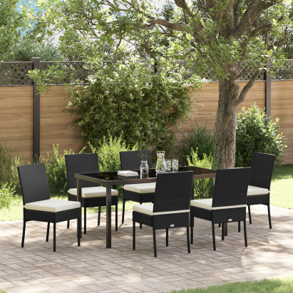 Set de Dining pentru Grădină 7 Piese Negru Poliratan GartenMobel Dekor