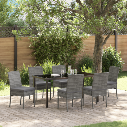 Set de dining pentru grădină 7 piese Gri Poliratan GartenMobel Dekor