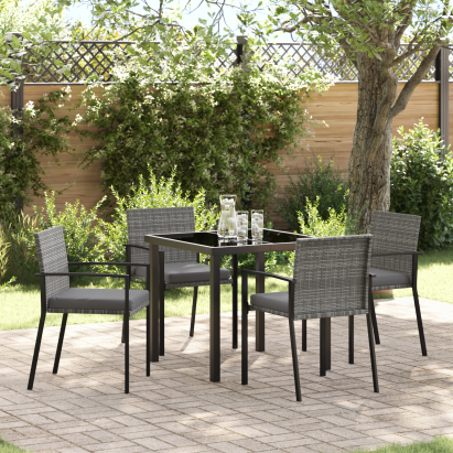 Set de dining de grădină 5 piese Gri Poliratan GartenMobel Dekor