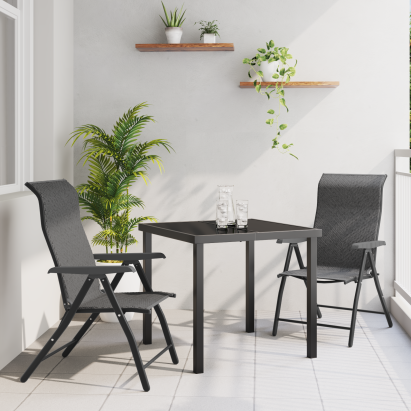 Set de Masă de Grădină în 3 Piese Gri din Poliratan GartenMobel Dekor