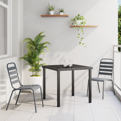 Set de dining pentru grădină 3 piese gri închis din oțel GartenMobel Dekor