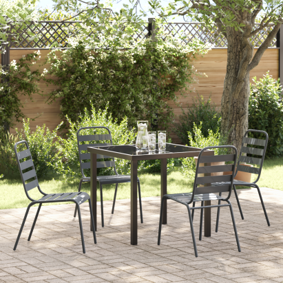 Set de dining cu 5 piese Gri închis Oțel GartenMobel Dekor