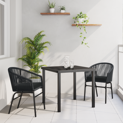 Set de sufragerie de grădină 3 piese Ratan PE Negru GartenMobel Dekor