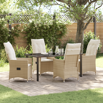 Set Mobilier Grădină 5 Piese cu Pernă Bej Rattan PE GartenMobel Dekor