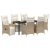 Set de dining de grădină de 7 piese cu perne Bej Poli Rattan GartenMobel Dekor