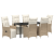 Set de dining de grădină de 7 piese cu perne Bej Poli Rattan GartenMobel Dekor